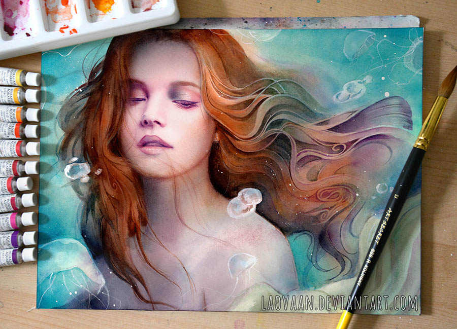 900x649 Beautiful And Vibrant Watercolor Paintings And Mixed Media By Laovaan
