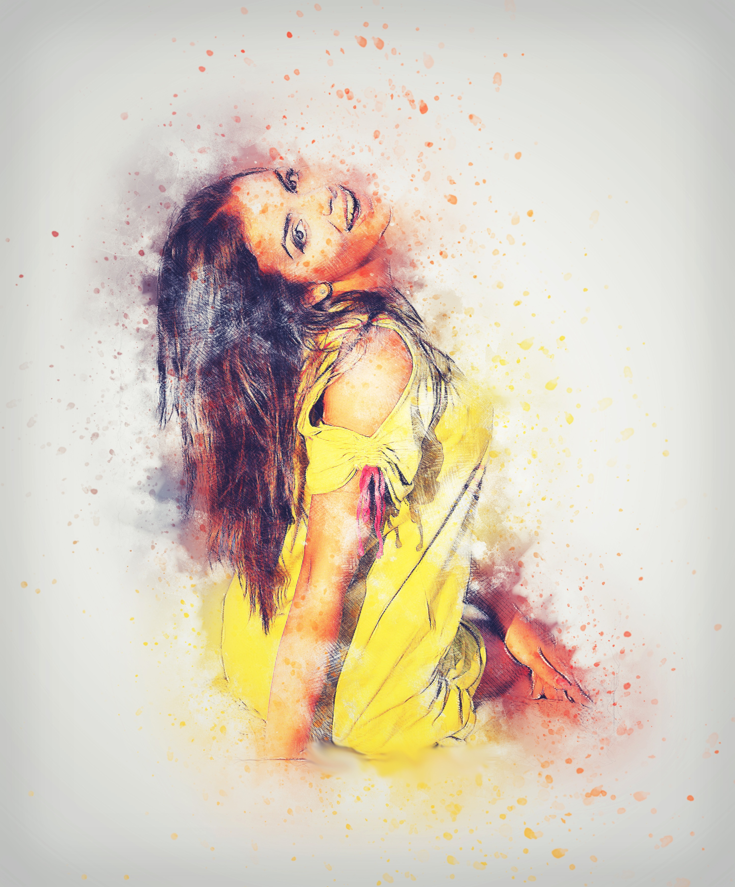 2900x3500 Modern Art Watercolor Paintings Free Images Abstract, Girl, Woman