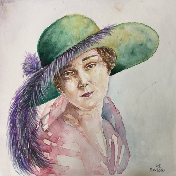 570x570 Watercolor Woman Portrait Small Portrait Watercolor Art Etsy