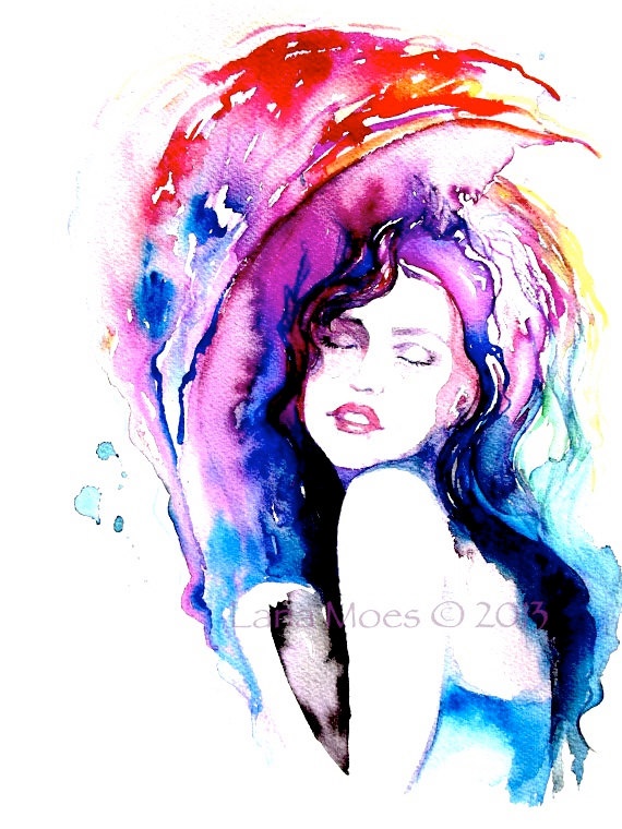 570x760 Woman Watercolor Paintings