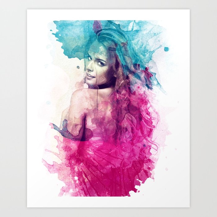 700x700 Woman In Splash Of Watercolor Art Print By Jollyappleskull Society6