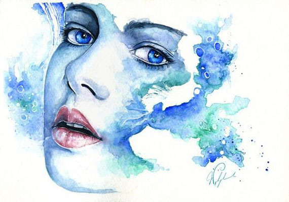 570x400 Blue Woman Watercolor Paintings Joanna
