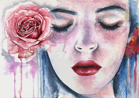 567x400 Rose Woman Watercolor Paintings Joanna