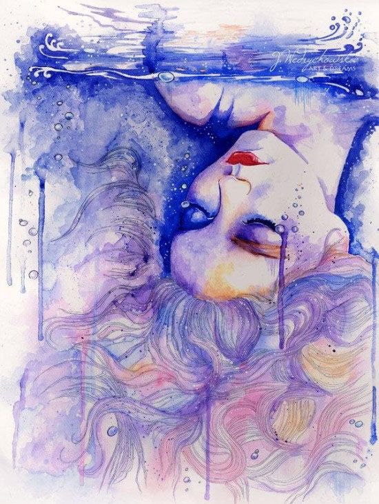 550x731 Sleeping Woman Watercolor Paintings Joanna Art