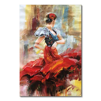 425x425 Seekland Art Hand Painted Lady Dancing With Red Dress