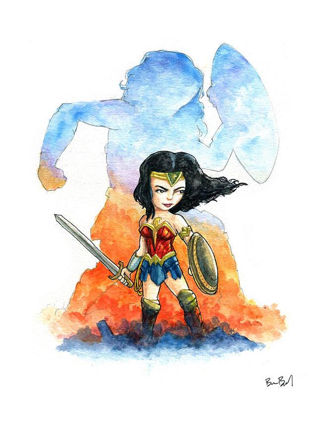 648x864 Wonder Woman Gal Gadot Fan Art Watercolor Print Ben Byrd Art