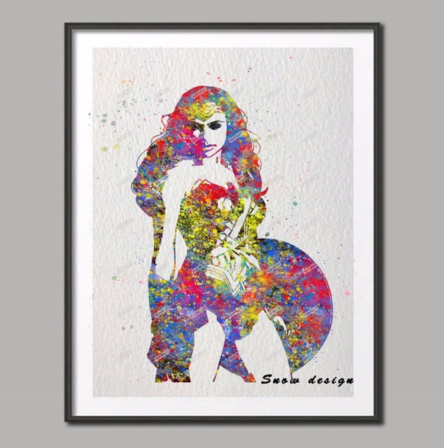 634x640 Buy Original Watercolor Wonder Woman Superhero