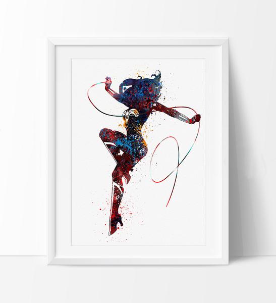 547x600 Wonder Women Art Print, Watercolor Superhero Art, Watercolor