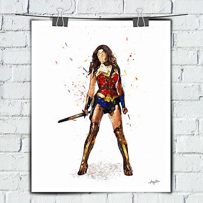 400x400 Canvas Hd Print Wonder Woman Watercolor Painting Art Kids Room