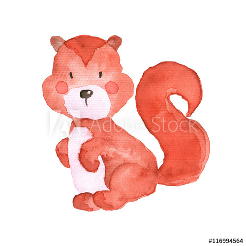 500x500 Squirrel Woodland Animals Watercolor Hand Painted Illustratioin