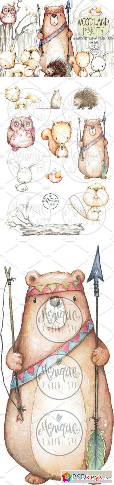 450x1900 Woodland Animals Watercolor 1537146 Free Download Photoshop