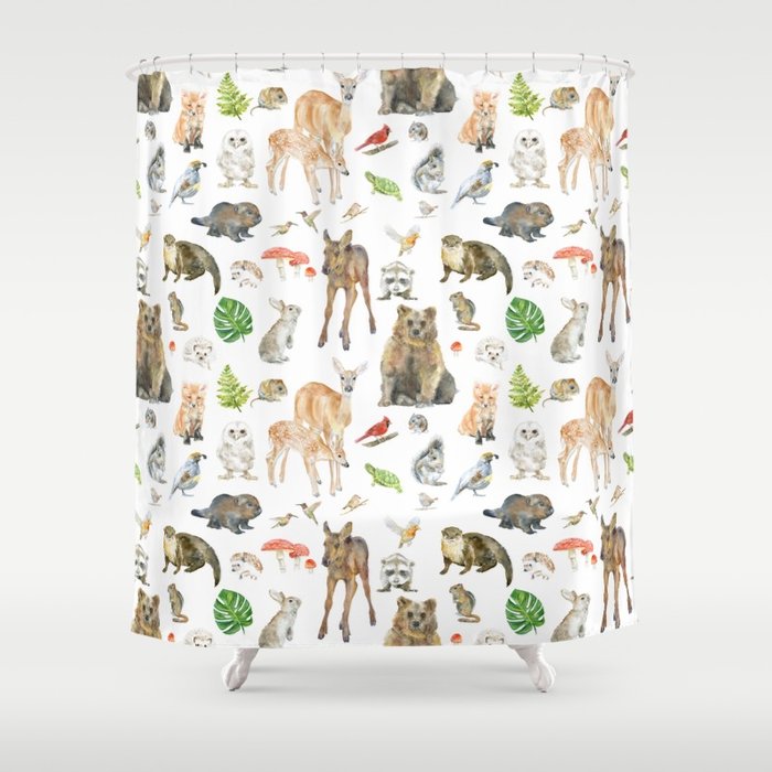 700x700 Woodland Animals Watercolor Shower Curtain By Susanwindsor Society6