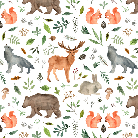 470x470 Watercolor Woodland Animals Wallpaper