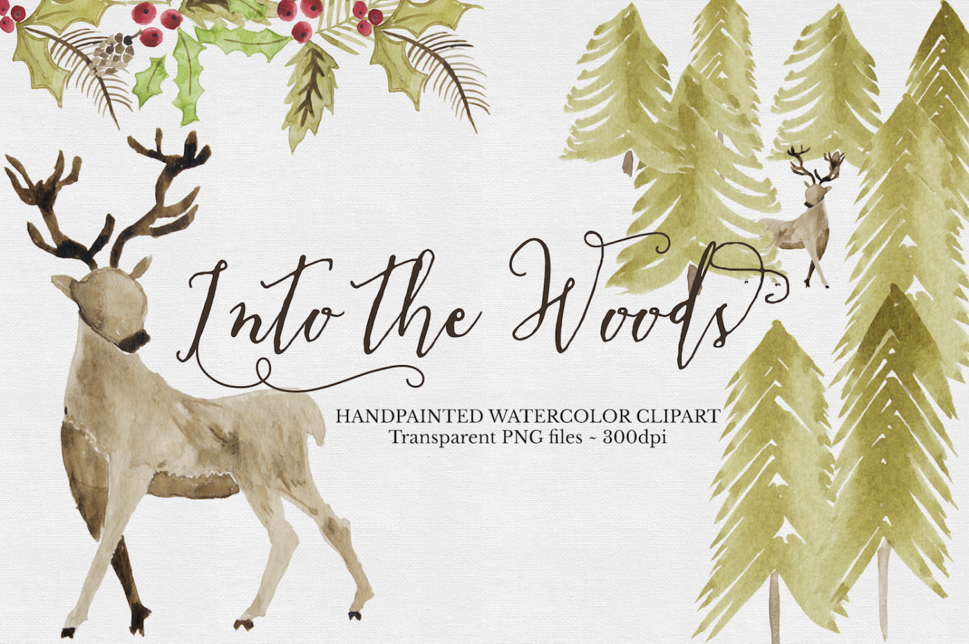 1400x931 Watercolor Woodland Deer Clipart Set By The Autumn Rabbit Ltd