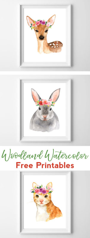 302x800 Watercolor Woodland Printable Nursery Art