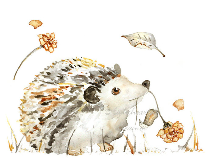 690x552 Woodland Nursery, Watercolor Print, By Lighthearteddreamer On Zibbet