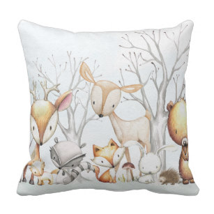 307x307 Foxes Fox Watercolor Nursery Decorative Pillows Amp Poufs Zazzle