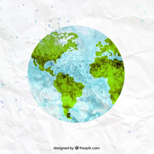 626x626 The Earth In Watercolor Style Vector Premium Download