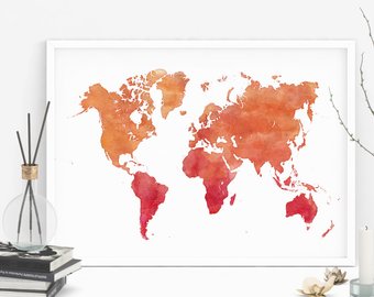 340x270 Watercolor World Map Etsy