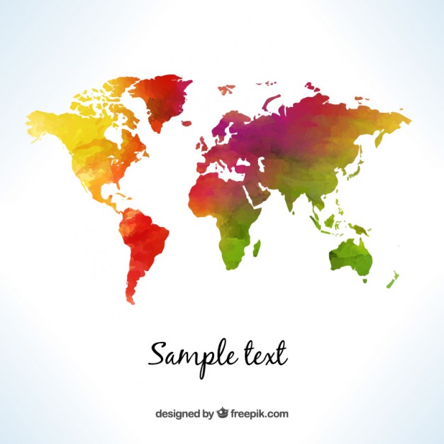 626x626 World Map In Watercolor Style Vector Free Download