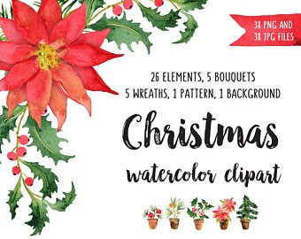340x270 3 For 2. Clipart Watercolor Christmas Decoration. Traditional Etsy