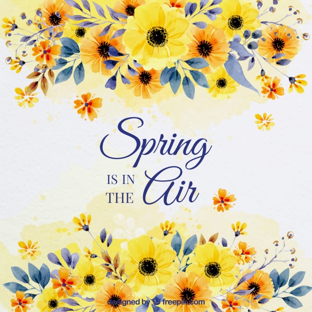 626x626 Spring Background With Watercolor Flowers Vector Free Download