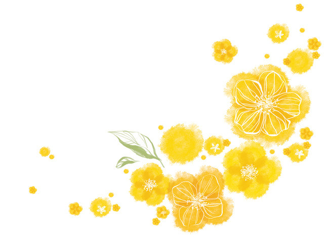650x487 Yellow Flowers Handpainted Watercolor Background Printing, Hand