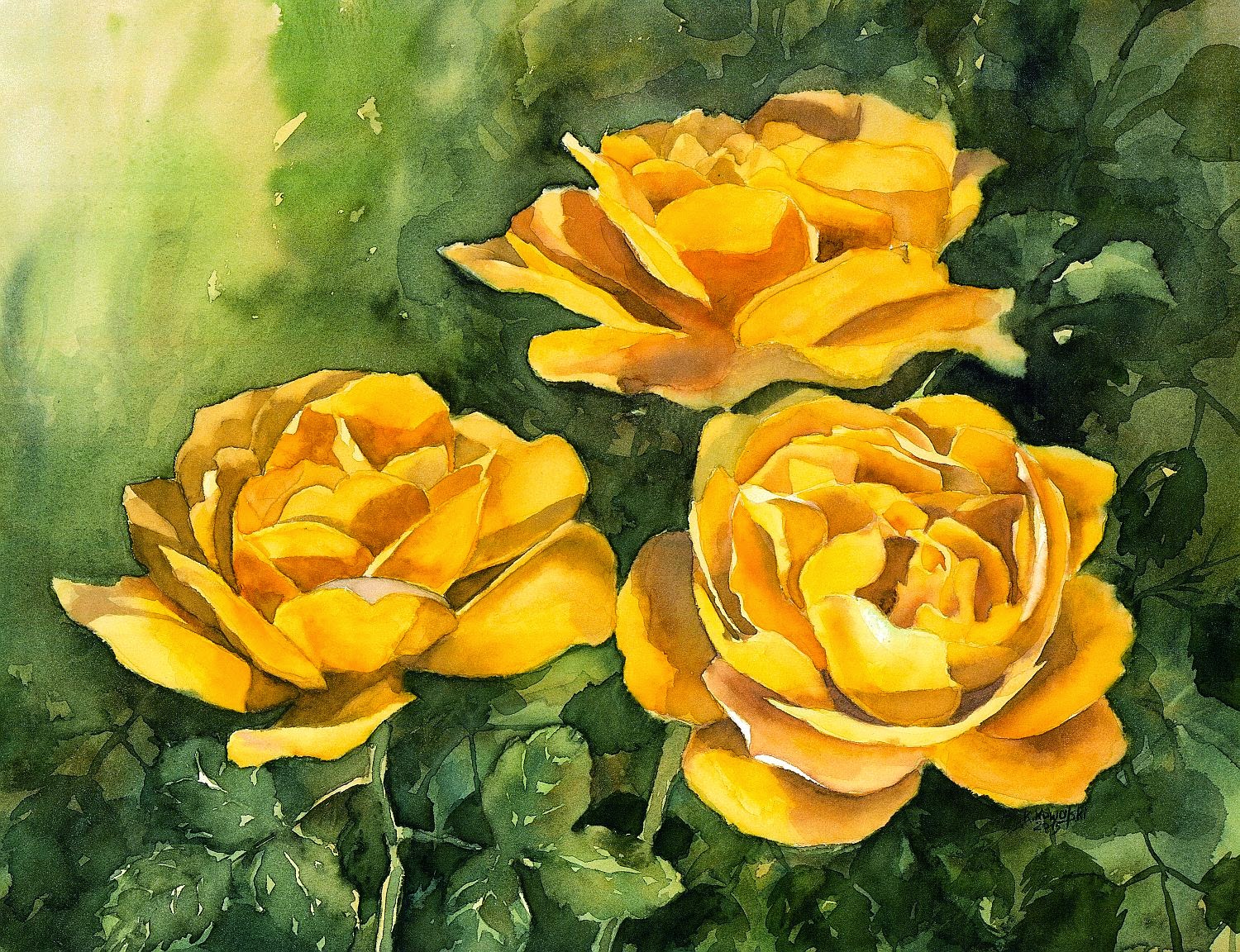 1500x1152 Watercolors By Krzysztof Kowalski Yellow Roses
