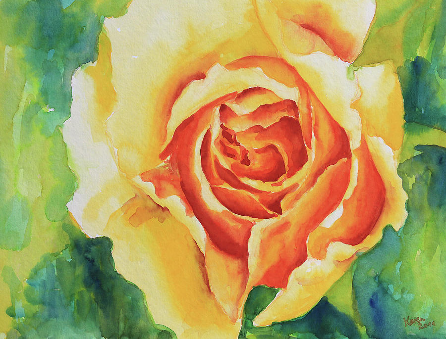 900x685 Yellow Rose Watercolor Painting Painting By Karen Kaspar