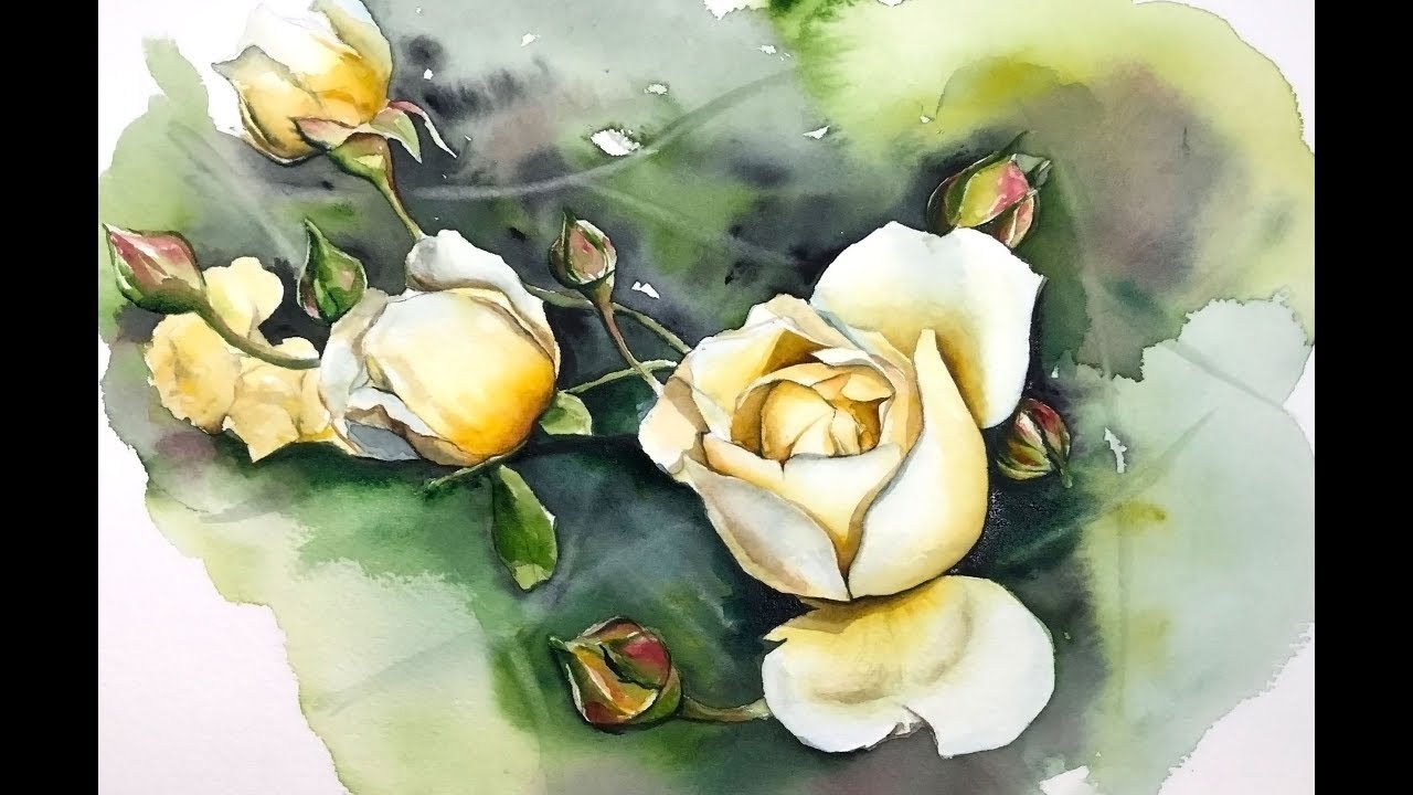 1280x720 Yellow Roses In Watercolors Painting Tutorial