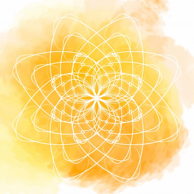 626x626 Yellow Watercolor Background With White Flower Mandala Vector