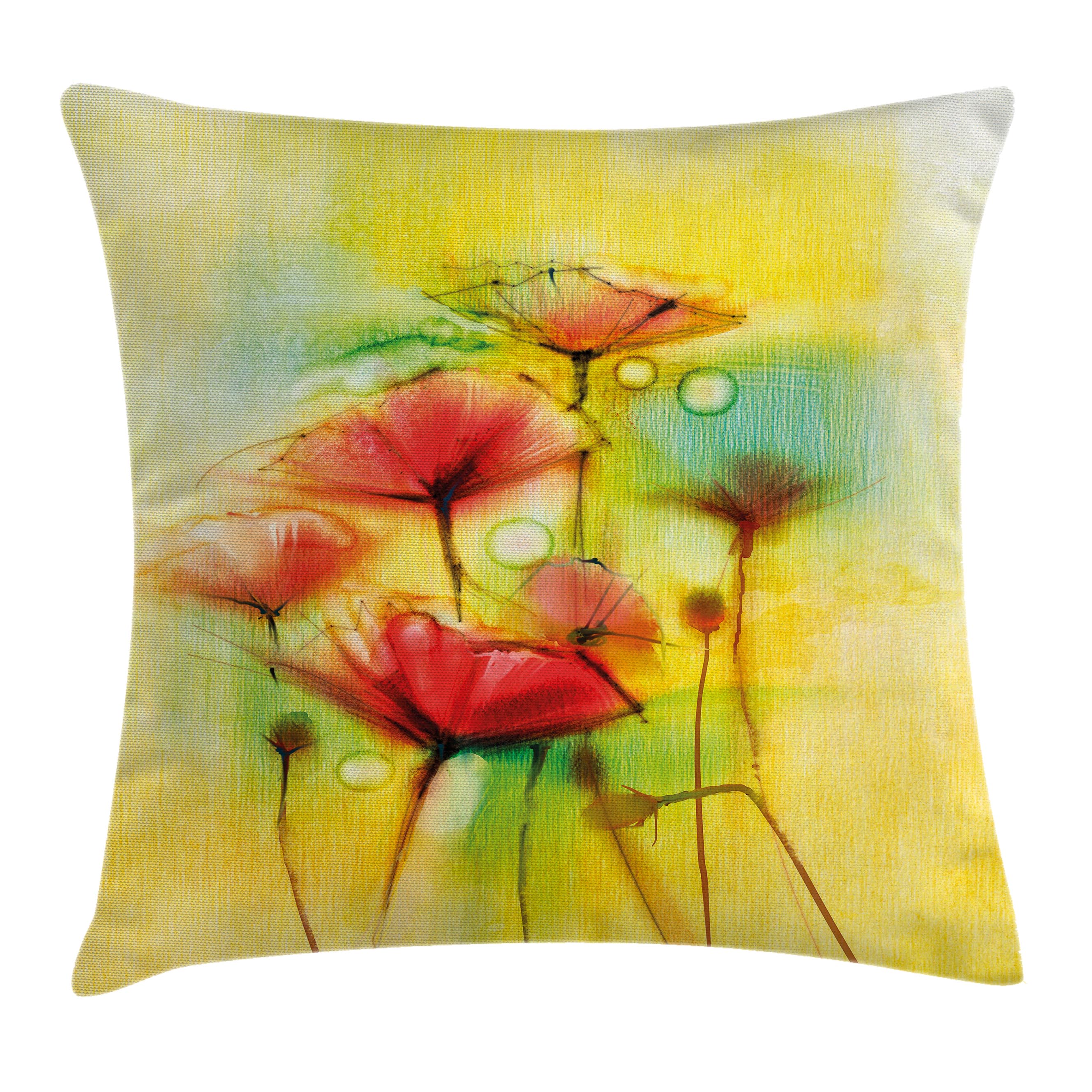2657x2657 Watercolor Flower Home Decor Throw Pillow Cushion Cover, Poppy