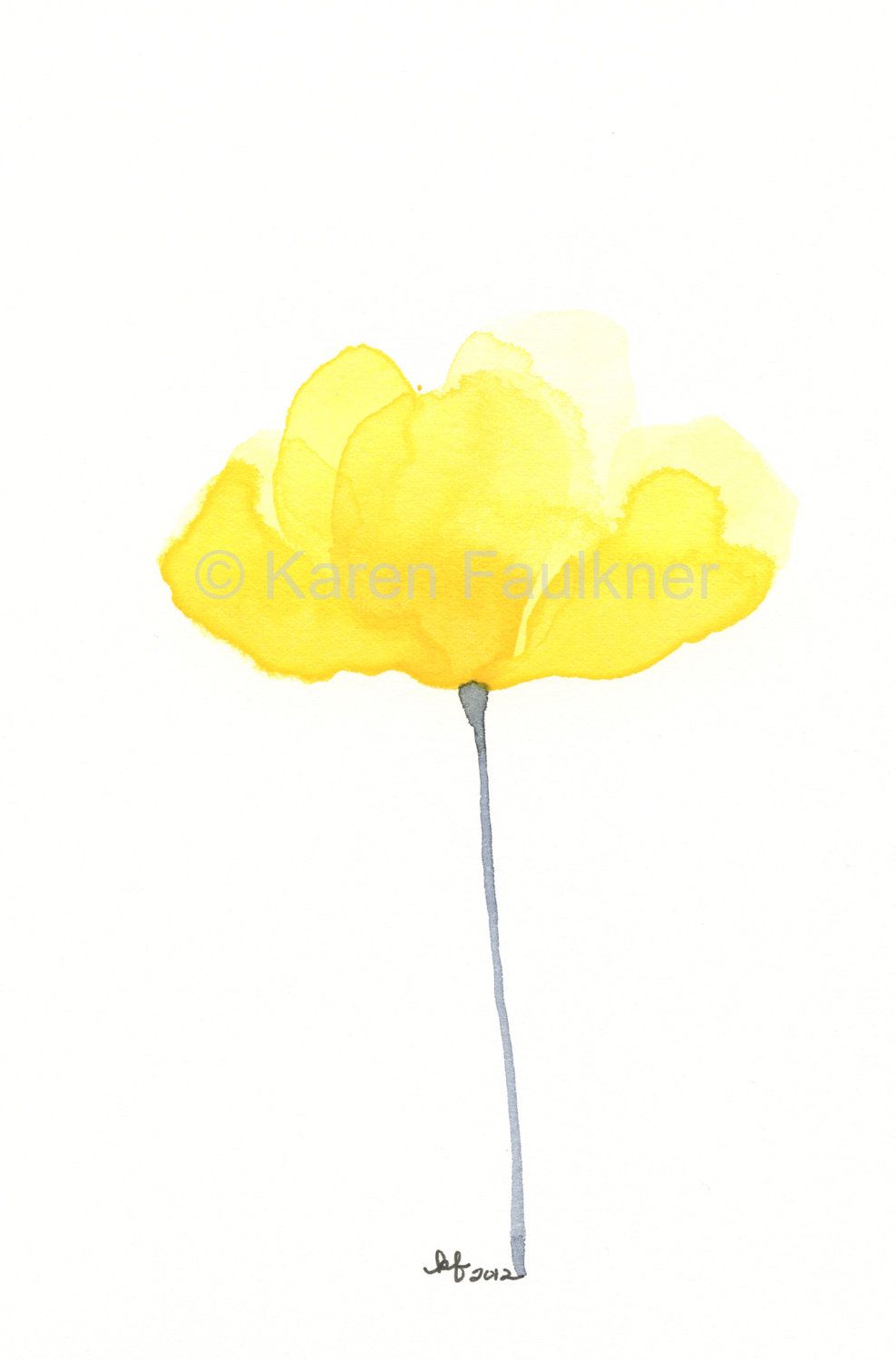 988x1500 Watercolor Flower Art Print Of Yellow Flower Luminous Buttercup