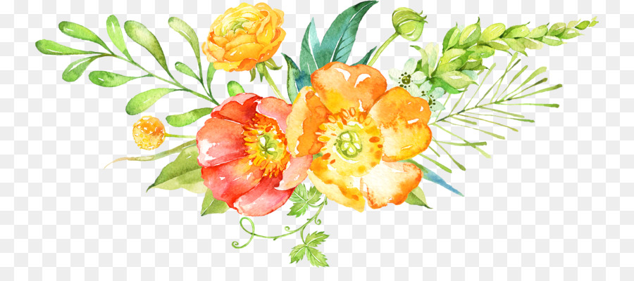 900x400 Download Floral Design Flower Bouquet Watercolor Painting I