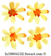 180x195 Free Art Print Of Abstract Yellow Color Flowers. Watercolor