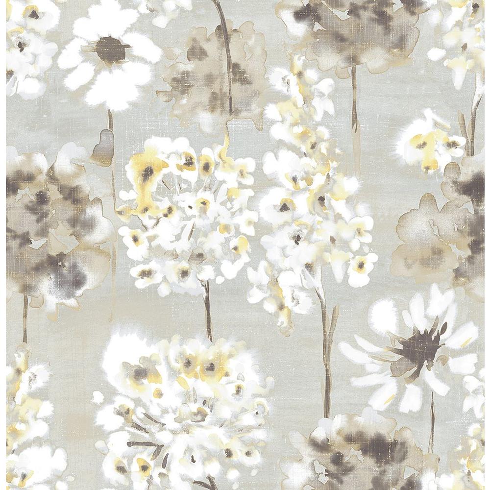 1000x1000 A Street Marilla Yellow Watercolor Floral Wallpaper Sample 2656