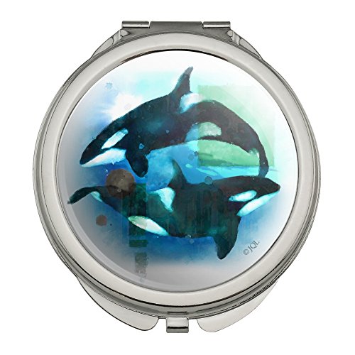 500x500 Orcas Killer Whales Watercolor Yin Yang Compact Travel Purse