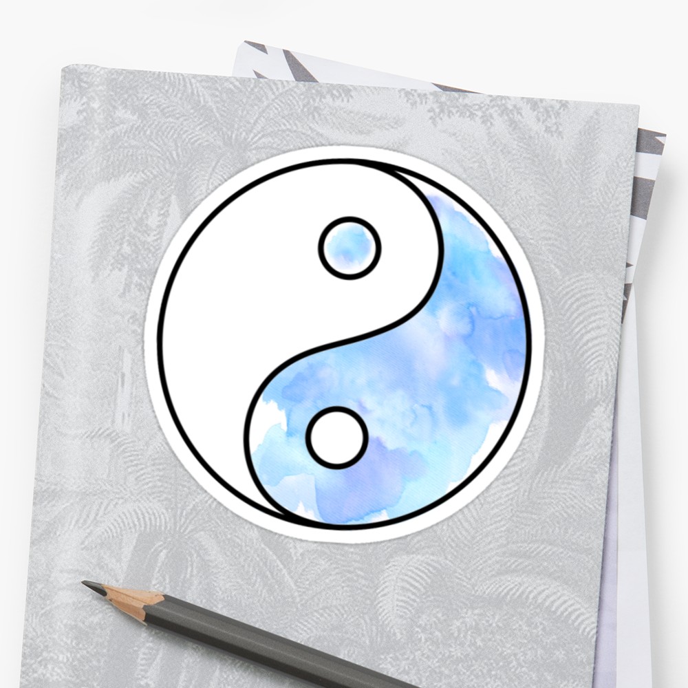 1000x1000 Watercolor Yin Yang Stickers By Jay P Redbubble