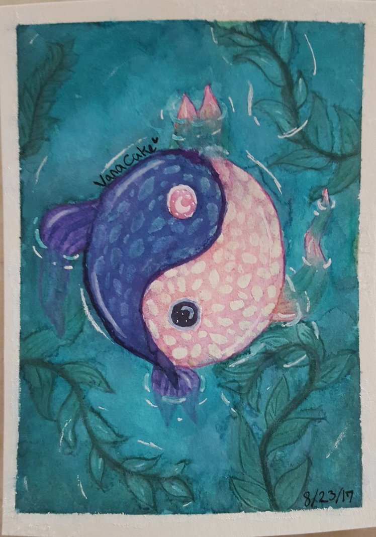 748x1068 Yin Yang Fish Watercolor By Vanacake