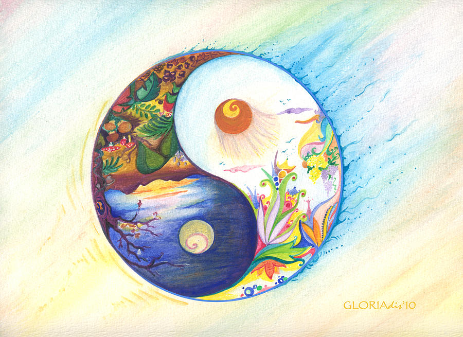 900x655 Yin Yang Spring And Autumn Painting By Gloria Di Simone