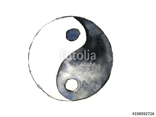 500x375 Watercolor Yin Yang Symbol Isolated On White Background.hand Drawn