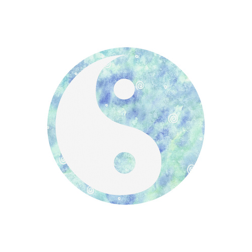 500x500 Blue Lagoon Watercolor Yin Yang Round Mousepad Id D2091064