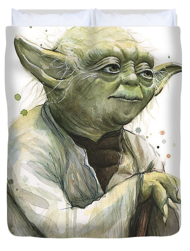 645x853 Yoda Watercolor Duvet Cover For Sale By Olga Shvartsur