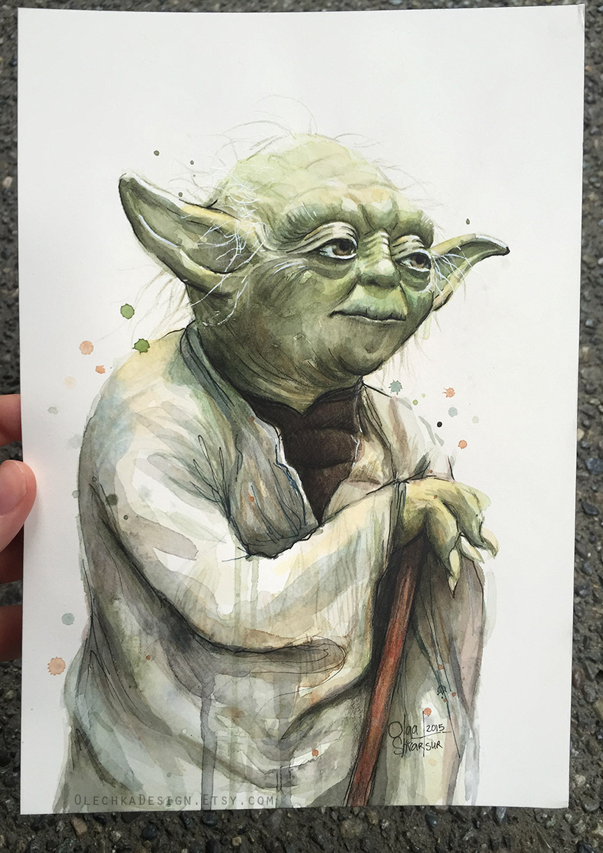 864x1221 Yoda Watercolor Olechka Design