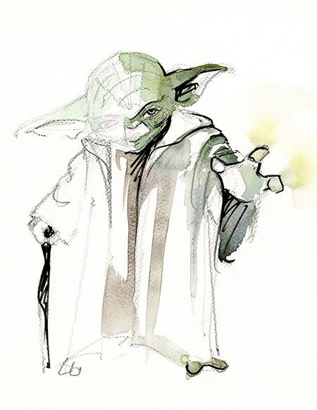 450x582 Yoda Watercolor Painting Art Watercolor, Star And