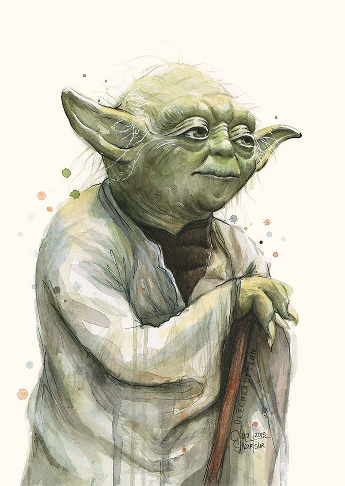 709x1000 Yoda Watercolor Painting Fan Art In 2018