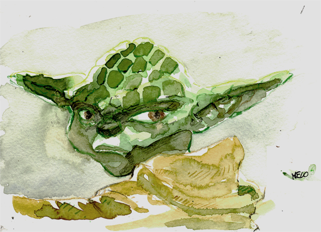 633x458 Yoda Watercolor Sketch By Melomonaco