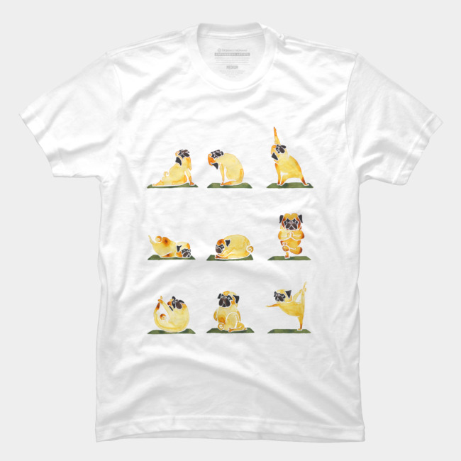 650x650 Pug Yoga Watercolor T Shirt By Huebucket Design By Humans