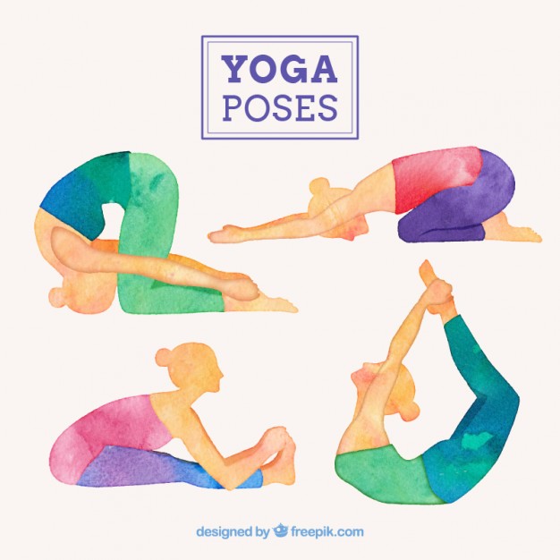 626x626 Watercolor Cute Yoga Poses Vector Premium Download