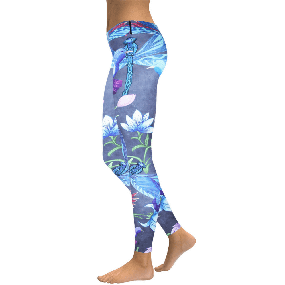 1000x1000 High Waist 3d Watercolor Exotic Bluebird Yogaworkout Leggings